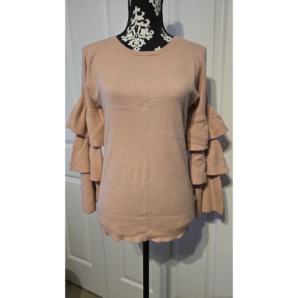 Love Scarlett Pink Ruffle Sweater. Size Small Long & Soft Luxurious Feel. #0002